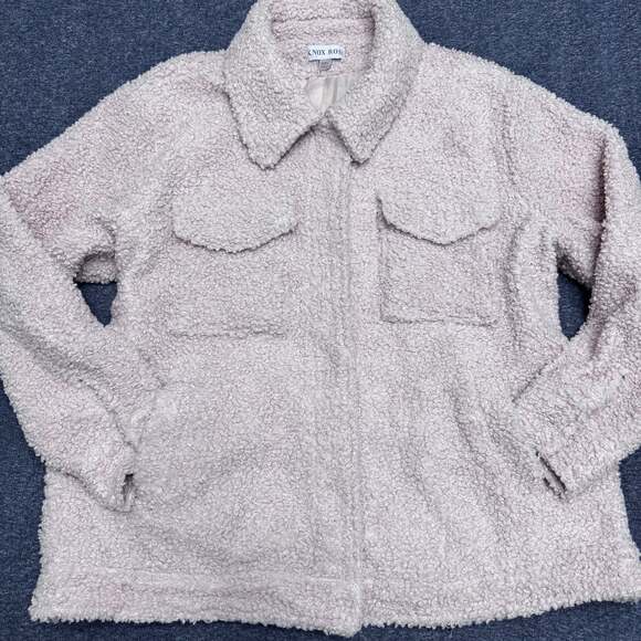 Knox Rose Women's XXL Teddy Sherpa Boucle Trucker Jacket Oatmeal - Picture 2 of 16